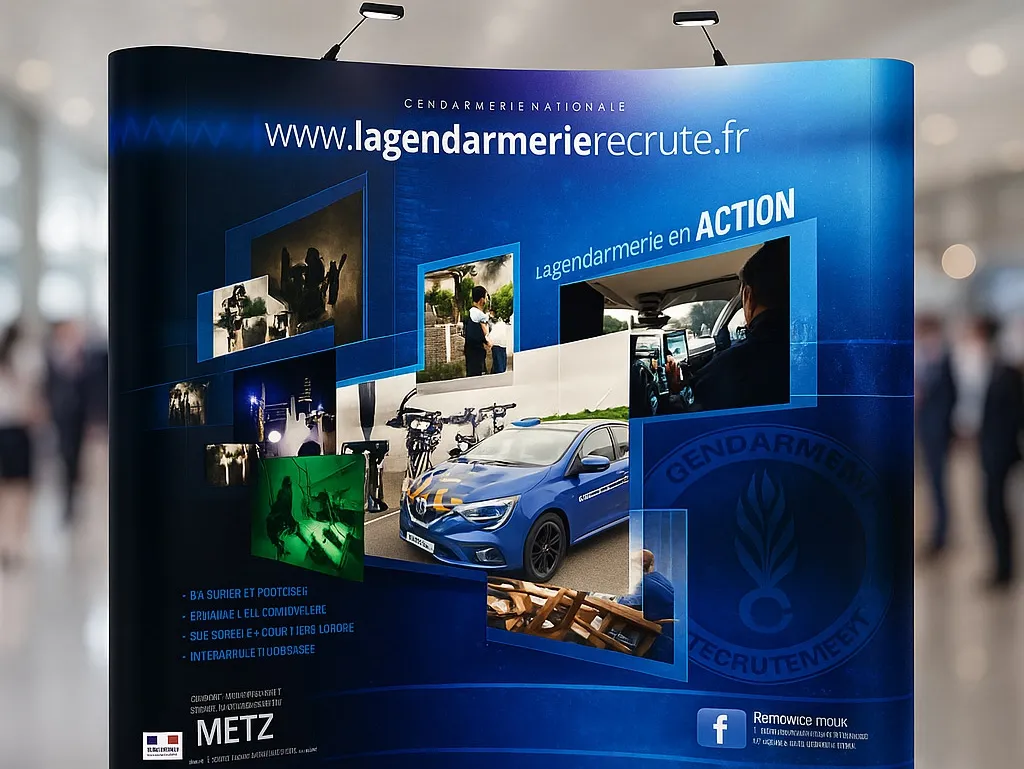 Stand modulable IsoFrame de la Gendarmerie réalisé par Amiral Studio