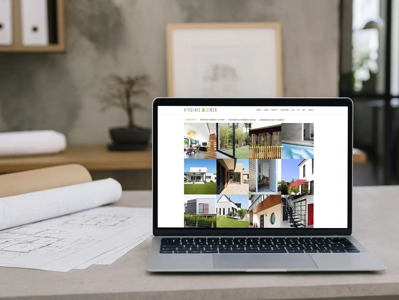 Version mobile du site internet de l’architecte Virginie Zink, conception responsive par Amiral Studio, ergonomie claire et gestion de contenu simplifiée via CMS