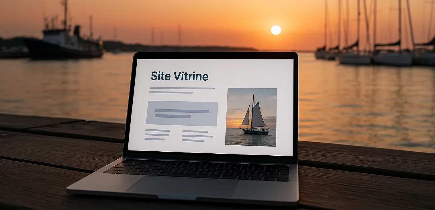 Ordinateur affichant un site vitrine professionnel — création de sites internet sur mesure par Amiral Studio à Metz et Thionville en Moselle
